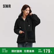 森馬（Semir）森馬外套女仿羊羔毛搖粒絨雙面穿連帽重磅夾克24新款109724108002