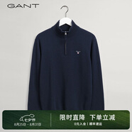 GANT/甘特商場(chǎng)同款男士立領(lǐng)拉鏈羊毛套頭上衣商務(wù)休閑通勤針織衫 410藏青色 S