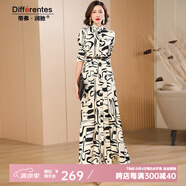 帝弗·潤(rùn)馳氣質(zhì)優(yōu)雅杏色豹紋印花長(zhǎng)款連衣裙2025早秋新款及踝長(zhǎng)裙 杏色 3XL
