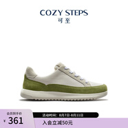COZY STEPS可至男女款春夏盈動(dòng)系列輕盈柔軟透氣牛皮板鞋休閑運(yùn)動(dòng)鞋 (女)香草奶白+油橄欖綠+暖意灰白 37