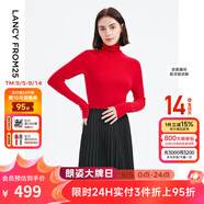 朗姿【王楚然同款】純羊毛高領(lǐng)針織衫春冬內(nèi)搭打底上衣曠野美拉德 中國紅 M