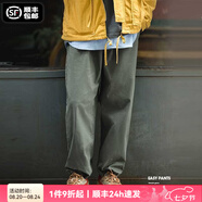 馬登工裝美式復(fù)古Easypants卡其休閑褲軍綠色寬松直筒束腳長(zhǎng)褲子男夏 灰綠色 L