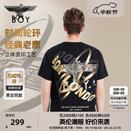 BOY LONDON【時光輪環(huán)】短袖男女同款秋季老鷹光環(huán)黑色T恤N01902 黑色 M