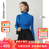朗姿【王楚然同款】純羊毛高領(lǐng)針織衫春冬內(nèi)搭打底上衣曠野美拉德 艦隊藍色 S