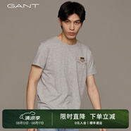 GANT【100%棉】甘特男女情侶款休閑學(xué)院純色圓領(lǐng)寬松重磅短袖T恤 93煙灰色 L