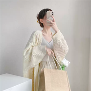 布力潘麻花毛衣外套開衫女針織粗棒針韓系中長款穿搭慵懶風(fēng)寬松溫柔上衣 杏色 均碼 均碼