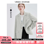 VEGA CHANG小西裝女春秋2025新款純色韓版高級感小眾設(shè)計(jì)感女士西服西裝外套 淡抹茶色 S
