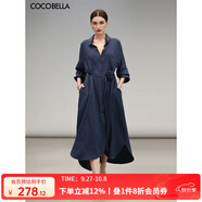 COCOBELLA牛仔色褶皺肌理長(cháng)袖連衣裙復古高智感襯衫裙FR0062 深牛仔藍連衣裙FR0062 不包含配飾 L