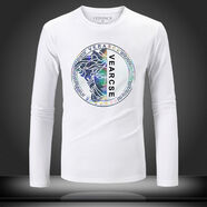 VERSACE JEANS COURTURE范思新款哲秋裝精神小伙高檔美杜莎長(zhǎng)袖t恤男顯瘦潮牌修身打底大 長(zhǎng)袖825白色 5XL 【196-210斤】