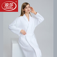 浪莎（LangSha）2025浴袍酒店純棉華夫格速干吸水連帽加長款睡袍柔軟女女夏浴衣 華夫格內(nèi)毛圈青果領(lǐng)【1100G】 秋冬厚款（純棉） L 體重180內(nèi)