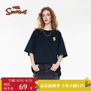 THE SIMPSONS辛普森一家240g重磅純棉短袖t恤夏季透氣2025新款潮流寬松情侶裝 藏青色 L (175/96A)