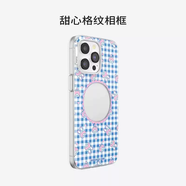 中掌柜蒙奇奇聯(lián)名泡泡騷強力磁吸手機殼磁吸支架可伸縮氣囊啪嗒適用蘋(píng)果iPhone16promax/15pro/14/13防摔 甜心格紋相框高版強磁 iPhone16