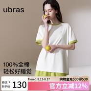 ubras水果系列套頭短袖短褲家居服套裝情侶女士睡衣女款-奶糖白 L