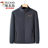 啄木鳥(niǎo)（TUCANO）男士搖粒絨立領(lǐng)夾克春秋冬季品質(zhì)休閑男裝時(shí)尚抓絨開(kāi)衫外套跨 【七】D18灰色 L