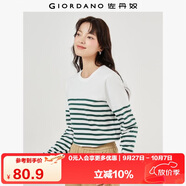 佐丹奴T恤女純棉條紋海軍風(fēng)?；晟篱_(kāi)叉下擺圓領(lǐng)長(zhǎng)袖t恤女13322802