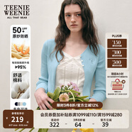 Teenie Weenie【原紗防曬】小熊淑女白色毛衣針織開衫長袖打底衫女空調(diào)衫 淺藍(lán)色 M (165)