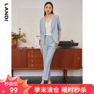LANDILANDI藍地淺藍色直筒西裝褲女長(cháng)褲2023年春夏新款小個(gè)子休閑西褲 淺藍色 S