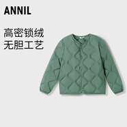 安奈兒童裝男女童輕盈保暖短款羽絨服2025冬新款 石頭綠 170cm