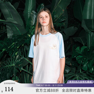 SuaMoment抓痕加菲貓咪短袖T恤休閑運(yùn)動情侶純棉半袖潮流寬松體恤 【常規(guī)款】藍(lán)白 M