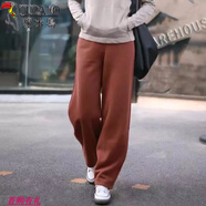 啄木鳥(niǎo)加絨針織衛(wèi)褲女2025春秋冬裝運(yùn)動(dòng)休閑褲寬松闊腿蘿卜褲保暖顯瘦 桔色加絨 M 100-130斤