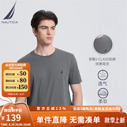 諾帝卡（NAUTICA）男裝夏季款多色全棉親膚舒適易打理休閑圓領(lǐng)短袖T恤男TE3220 太空灰0FD（232） S