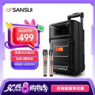 山水（SANSUI） A8-66 8英寸廣場舞音響移動便攜式拉桿音響戶外藍(lán)牙音箱帶無線麥克風(fēng)教學(xué)擺攤擴(kuò)音器 【旗艦版】8寸低音+雙麥