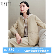 菲妮迪（FINITY）品牌短外套春秋季新款簡(jiǎn)約卡其色短款通勤氣質(zhì)夾克上衣 卡其色 S