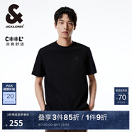 杰克·瓊斯（JACK&JONES）夏季圓領直筒舒適清爽簡約休閑潮法斗犬刺繡短袖T恤男裝224301064 E40 黑色-1 L