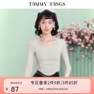 糖力【商場(chǎng)同款】春秋季新款杏色長(cháng)袖T恤女短款緊身打底衫上衣 杏色 M