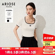 艾諾絲雅詩(shī)商場(chǎng)同款ariose夏季新品時(shí)髦修身方領(lǐng)短袖T恤針織衫女30438197 白色 L