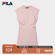 FILA 斐樂官方女裝針織連衣裙2025夏季新款時尚休閑無袖收腰裙子 赤粉色-PK L 170/88A/L
