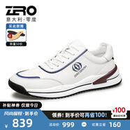 零度Zero運動(dòng)鞋男新款頭層牛皮休閑男鞋時(shí)尚舒適低幫緩震回彈慢跑鞋男 白藍 40 拍比運動(dòng)鞋小一碼