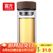 富光 男女士雙層玻璃杯 高硼硅玻璃304茶隔水杯子 帶茶隔泡茶杯500ml