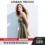 UR秋季新款女裝復古宮廷風(fēng)蕾絲荷葉邊連衣裙UWL740065 灰綠 XS