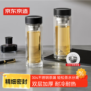 京東京造 玻璃杯 雙層隔熱茶杯個人專用茶水分離杯大容量380ml