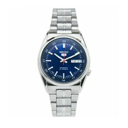 精工（SEIKO）手表 SIEKO5號系列商務(wù)休閑夜光雙日歷黑盤(pán)鋼帶自動(dòng)機械男士腕表 藍盤(pán)鋼帶SNK563J1