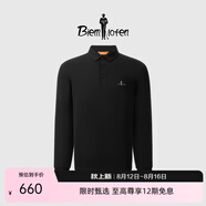 比音勒芬（Biemlfdlkk）【雙面功能面料】春秋男輕商務(wù)休閑彈力親膚柔軟長(zhǎng)袖翻領(lǐng)POLO衫 07黑色 XL