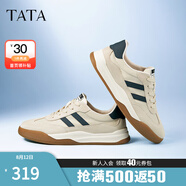 他她（TATA）男士阿甘男鞋復古德訓鞋男運動(dòng)休閑鞋厚底板鞋小白鞋PCB01AM3 米/藍 38