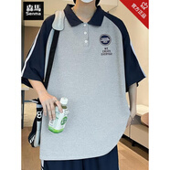 森馬13青少年短袖t恤男孩12-15歲初中學(xué)生POO衫大童夏季運(yùn)動(dòng)棉的套裝 5015灰色(單件上衣) 品質(zhì)升級(jí) M (75-95斤)左右