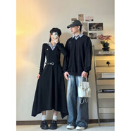 情侶裝2025新款秋季法式赫本風(fēng)一裙一衣男女顯瘦Polo領(lǐng)連衣裙套裝 男上衣 XL