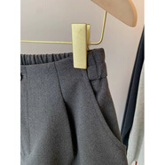 LISCN香港潮牌毛呢短褲女秋冬大碼胖mm顯瘦高腰呢子百搭靴褲外穿打底a 灰色 后松緊腰 XL 建議120-140斤左右