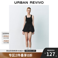 UR2025春季新款女裝時(shí)尚設(shè)計(jì)感拼接修身U型領(lǐng)連衣裙UYY750032 黑色 (偏短) XL