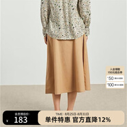 Marc O'Polo/MOP 春夏新品女士全棉素色垂感半身裙子梭織傘裙 小麥色775 L