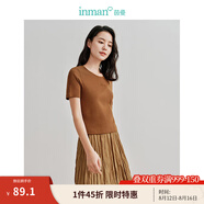 茵曼（INMAN）多色無袖顯瘦吊帶背心T恤女裝2025夏季新款簡約休閑百搭圓領上衣 咖啡色-W18424128 M