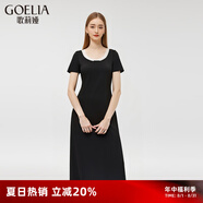 歌莉婭黑色連衣裙女夏季2025新款顯瘦假兩件裙子連身裙1E5J4K0N0 00B黑色 S