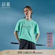 日著RIZHUO【商場(chǎng)同款】印花T恤衫2024夏季新款女圓領(lǐng)寬松短袖衫 翠羽 S