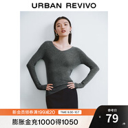 UR秋季新款女裝簡約基礎(chǔ)百搭休閑修身V領(lǐng)針織衫UWB940008 中灰 M