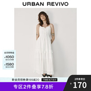 UR2025春季新款女裝度假風(fēng)蕾絲系帶吊帶連衣裙UYL750001 本白 (面料微透) S