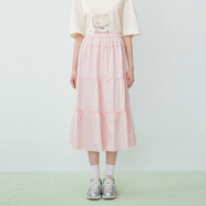 樂(lè )町韓系甜美蛋糕長(cháng)裙少女感純棉半身裙基礎好穿長(cháng)裙 粉色（預售） S
