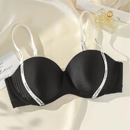 妮姬塔（NIJITA）無(wú)痕內衣女 小胸聚攏顯大胸上托調整防下垂 減齡甜美背無(wú)鋼圈文胸 黑色內衣 M 34/75